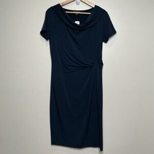 Brooks Brothers Ruched Sheath Dress Women's Size 10 Blue Corpcore Office NWT